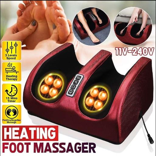 Theravibe™ Electric Foot Massager Shiatsu Kneading Deep Tissue Relax Heated Roller Calf Pain Relief Fatigue Muscles Vibrator Machine Health